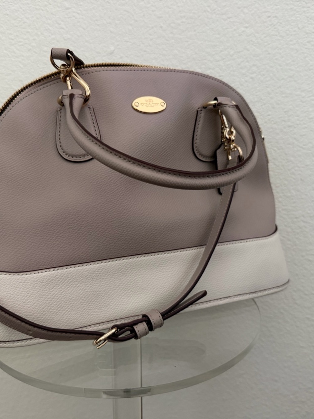 Coach Taupe Dome Satchel with Gold Plaque - Picture 2 of 8